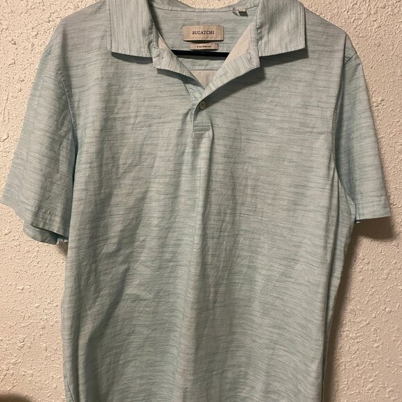 Bugatchi Victor Stitch Print OoohCotton Polo Color Mint Size Large - Picture 1 of 4